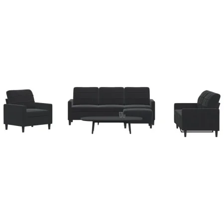 Set of sofas with 4 black velvet cushions by , Sofas - Ref: Foro24-3278366, Price: 690,43 €, Discount: %