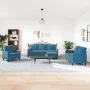 Set of sofas with 4 pieces of blue velvet cushions by , Sofas - Ref: Foro24-3278370, Price: 736,79 €, Discount: %