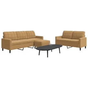 3-piece brown velvet sofa set with cushions by , Sofas - Ref: Foro24-3278408, Price: 576,02 €, Discount: %