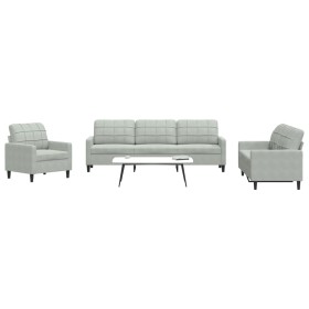 Set of sofas with 4 light gray velvet cushions by , Sofas - Ref: Foro24-3278441, Price: 642,07 €, Discount: %
