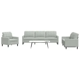 Set of sofas with 4 light gray velvet cushions by , Sofas - Ref: Foro24-3278441, Price: 655,17 €, Discount: %