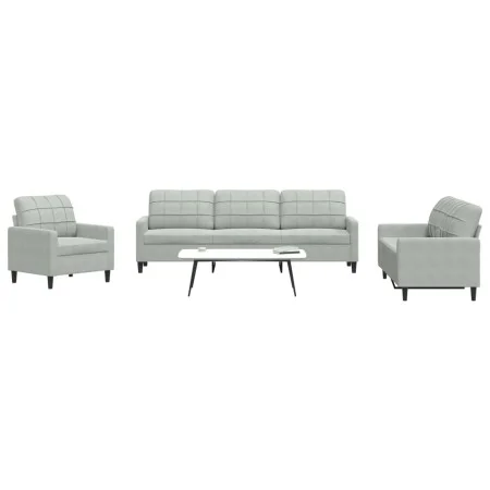 Set of sofas with 4 light gray velvet cushions by , Sofas - Ref: Foro24-3278441, Price: 655,17 €, Discount: %