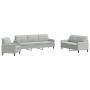 Sofagarnitur mit 4-teiligen Kissen aus hellgrauem Samtstoff. von , Sofas - Ref: Foro24-3278441, Preis: 642,09 €, Rabatt: %