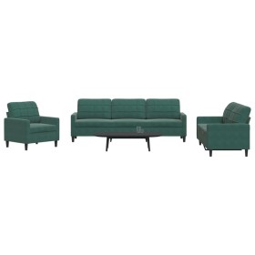 Set of sofas with 4 dark green velvet cushions by , Sofas - Ref: Foro24-3278443, Price: 787,60 €, Discount: %