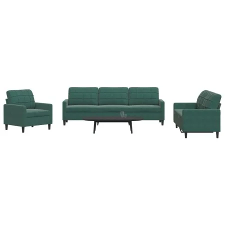 Set of sofas with 4 dark green velvet cushions by , Sofas - Ref: Foro24-3278443, Price: 757,93 €, Discount: %