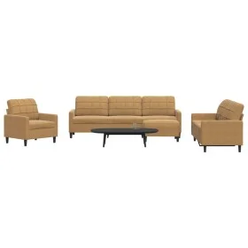 Set of sofas with 4 brown velvet cushions by , Sofas - Ref: Foro24-3278448, Price: 715,98 €, Discount: %