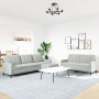 3-piece light gray velvet sofa set with cushions by , Sofas - Ref: Foro24-3278481, Price: 512,22 €, Discount: %