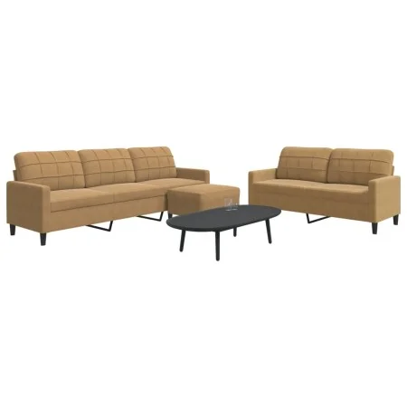 3-piece brown velvet sofa set with cushions by , Sofas - Ref: Foro24-3278488, Price: 559,33 €, Discount: %