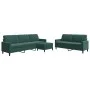 Set of sofas with 3 dark green velvet cushions by , Sofas - Ref: Foro24-3278483, Price: 602,99 €, Discount: %