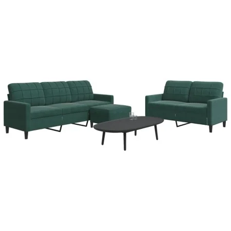 Set of sofas with 3 dark green velvet cushions by , Sofas - Ref: Foro24-3278403, Price: 594,26 €, Discount: %