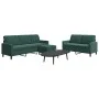 Set of sofas with 3 dark green velvet cushions by , Sofas - Ref: Foro24-3278403, Price: 594,26 €, Discount: %