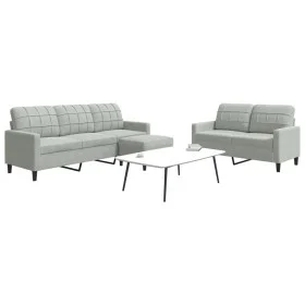 3-piece light gray velvet sofa set with cushions by , Sofas - Ref: Foro24-3278401, Price: 486,99 €, Discount: %