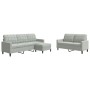3-piece light gray velvet sofa set with cushions by , Sofas - Ref: Foro24-3278401, Price: 501,82 €, Discount: %