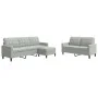 3-piece light gray velvet sofa set with cushions by , Sofas - Ref: Foro24-3278401, Price: 486,99 €, Discount: %