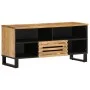 TV-Möbel aus massivem, grobem Mangoholz 100x34x46 cm von , CD- und DVD-Speicher - Ref: Foro24-377514, Preis: 73,56 €, Rabatt: %