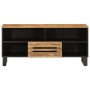 Solid rough mango wood TV stand 100x34x46 cm by , CD and DVD storage - Ref: Foro24-377514, Price: 74,25 €, Discount: %
