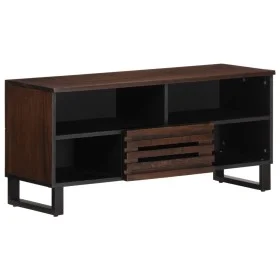 Solid mango wood TV stand in brown, 100x34x46 cm by , CD and DVD storage - Ref: Foro24-377516, Price: 74,83 €, Discount: %