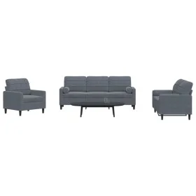 Dreiteiliges Sofaset mit dunkelgrauen Samtkissen. von , Sofas - Ref: Foro24-3278372, Preis: 609,33 €, Rabatt: %