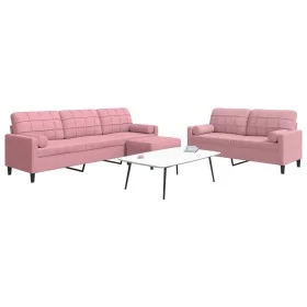 Set of sofas with 3 pink velvet cushions by , Sofas - Ref: Foro24-3278504, Price: 659,76 €, Discount: %