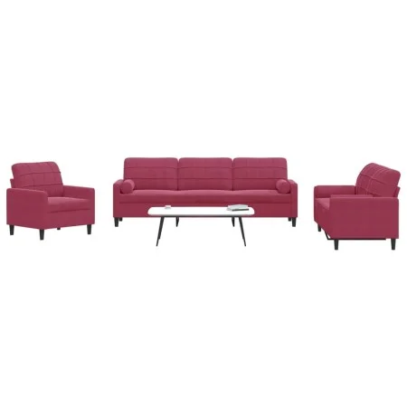Dreiteiliges Sofaset mit roten Samtkissen. von , Sofas - Ref: Foro24-3278455, Preis: 683,15 €, Rabatt: %