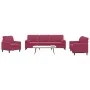 Dreiteiliges Sofaset mit roten Samtkissen. von , Sofas - Ref: Foro24-3278455, Preis: 683,15 €, Rabatt: %