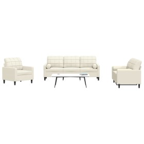 Sofagarnitur mit 3-teiligen cremefarbenen Samtkissen. von , Sofas - Ref: Foro24-3278379, Preis: 741,67 €, Rabatt: %