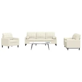 Sofagarnitur mit 3-teiligen cremefarbenen Samtkissen. von , Sofas - Ref: Foro24-3278379, Preis: 729,57 €, Rabatt: %