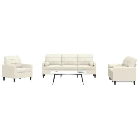 3-piece cream velvet sofa set with cushions by , Sofas - Ref: Foro24-3278379, Price: 729,57 €, Discount: %