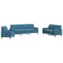 Sofagarnitur mit 3-teiligen blauen Samtkissen von , Sofas - Ref: Foro24-3278460, Preis: 792,28 €, Rabatt: %