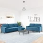 Set of sofas with 3 blue velvet cushions by , Sofas - Ref: Foro24-3278510, Price: 677,98 €, Discount: %