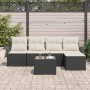 Conjunto de sofá de jardín con cojín 6 pcs Negro Poliratán