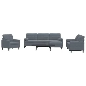 Set of sofas with 4 dark gray velvet cushions by , Sofas - Ref: Foro24-3278462, Price: 695,86 €, Discount: %