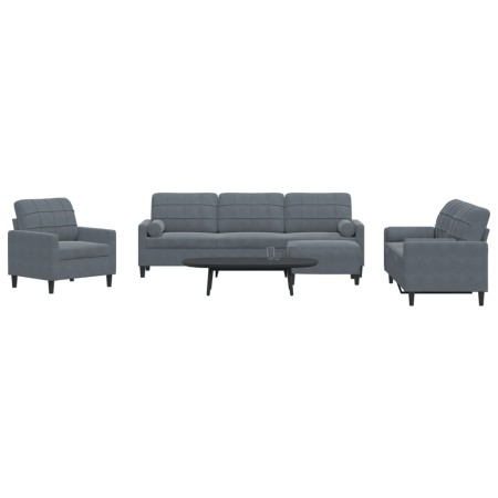 Sofagarnitur mit 4-teiligen dunkelgrauen Samtkissen. von , Sofas - Ref: Foro24-3278462, Preis: 660,13 €, Rabatt: %