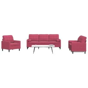 Set of sofas with 4 pieces of red velvet cushions by , Sofas - Ref: Foro24-3278385, Price: 688,24 €, Discount: %