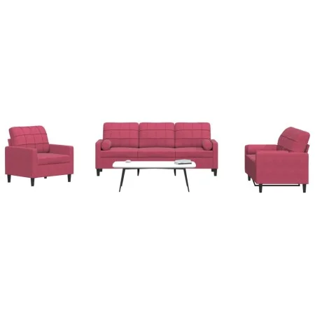 Set of sofas with 4 pieces of red velvet cushions by , Sofas - Ref: Foro24-3278385, Price: 688,24 €, Discount: %
