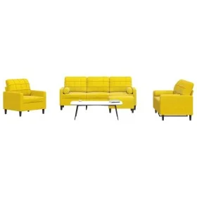 Set of sofas with 4 pieces of yellow velvet cushions by , Sofas - Ref: Foro24-3278387, Price: 715,90 €, Discount: %