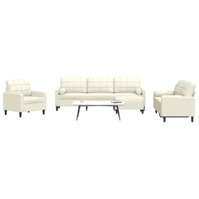 4-piece cream velvet sofa set with cushions by , Sofas - Ref: Foro24-3278469, Price: 803,56 €, Discount: %