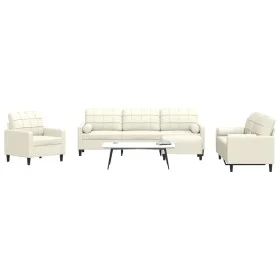 4-piece cream velvet sofa set with cushions by , Sofas - Ref: Foro24-3278469, Price: 793,17 €, Discount: %