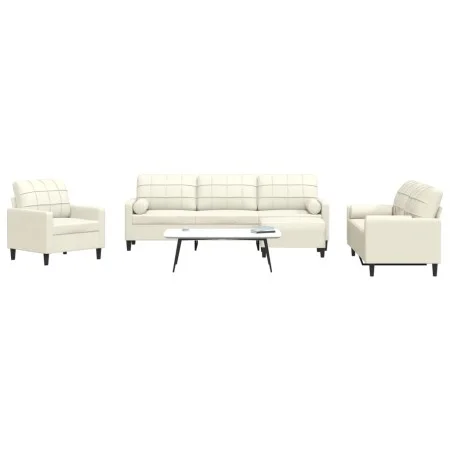 4-piece cream velvet sofa set with cushions by , Sofas - Ref: Foro24-3278469, Price: 793,17 €, Discount: %