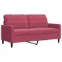 Set of sofas with 2 pieces of burgundy red velvet cushions by , Sofas - Ref: Foro24-3278495, Price: 531,55 €, Discount: %