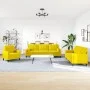 Sofa with cushions and pillows 3 pieces yellow velvet by , Sofas - Ref: Foro24-3278457, Price: 686,17 €, Discount: %