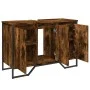 Bathroom vanity cabinet in smoked oak engineered wood, 91x35x60 cm. by , Bathroom furniture - Ref: Foro24-848661, Price: 88,7...