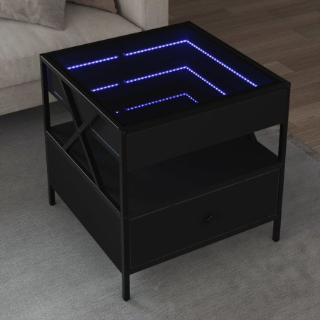 Coffee table with Infinity LED black 50x50x51 cm by , Coffee table - Ref: Foro24-847712, Price: 90,23 €, Discount: %