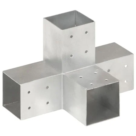 Galvanized metal X-shaped post connector 81x81 mm by , fence posts - Ref: Foro24-145467, Price: 25,60 €, Discount: %