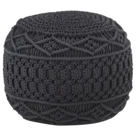 Handmade macramé pouf in anthracite gray cotton, 45x30 cm by , Ottomans - Ref: Foro24-324005, Price: 75,32 €, Discount: %