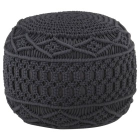 Handmade macramé pouf in anthracite gray cotton, 45x30 cm by , Ottomans - Ref: Foro24-324005, Price: 76,16 €, Discount: %
