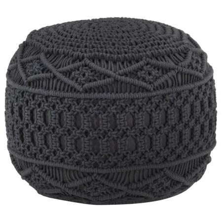 Handmade macramé pouf in anthracite gray cotton, 45x30 cm by , Ottomans - Ref: Foro24-324005, Price: 75,32 €, Discount: %