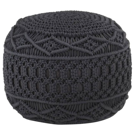 Handmade macramé pouf in anthracite gray cotton, 45x30 cm by , Ottomans - Ref: Foro24-324005, Price: 76,16 €, Discount: %