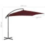 Freischwinger-Schirmstange aus Stahl in Rotweinfarbe 250x250 cm von vidaXL, Sonnenschirme - Ref: Foro24-312510, Preis: 128,19...