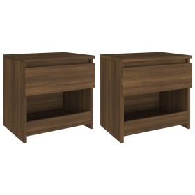 Bedside table 2 units plywood oak brown 40x30x39cm by , Nightstands - Ref: Foro24-815134, Price: 64,36 €, Discount: %